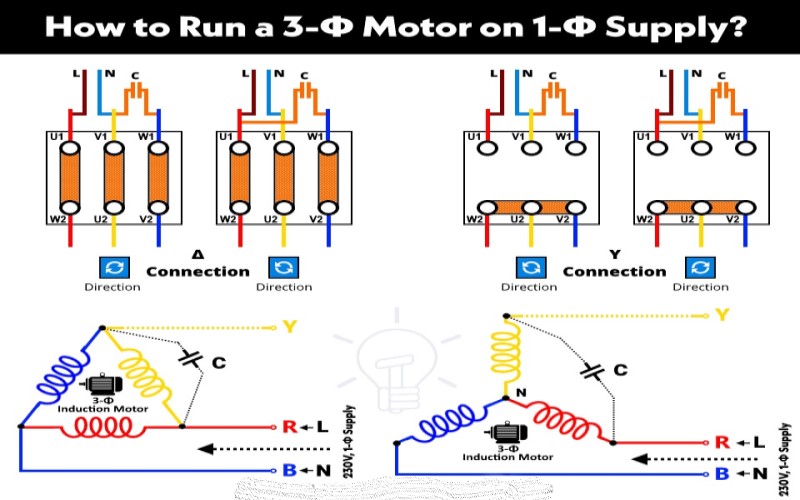 2 روش راه اندازی موتور سه فاز بابرق تک فاز