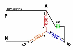 عکس قرار دادن خازن برای راه اندازی موتور سه فاز با برق تک فاز