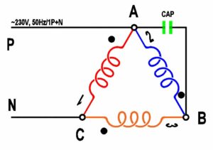 عکس قرار دادن خازن برای راه اندازی موتور سه فاز با برق تک فاز
